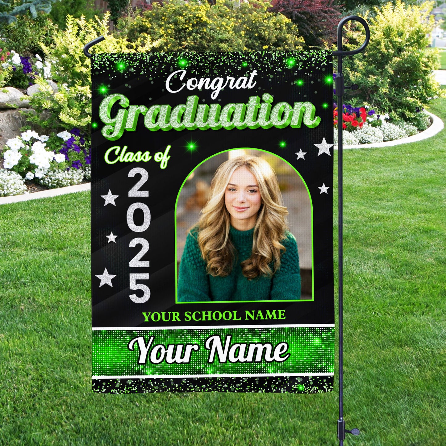 Custom Name Class Of 2025, Photo Flag Congrats Senior 2025 Graduation Garden Flag