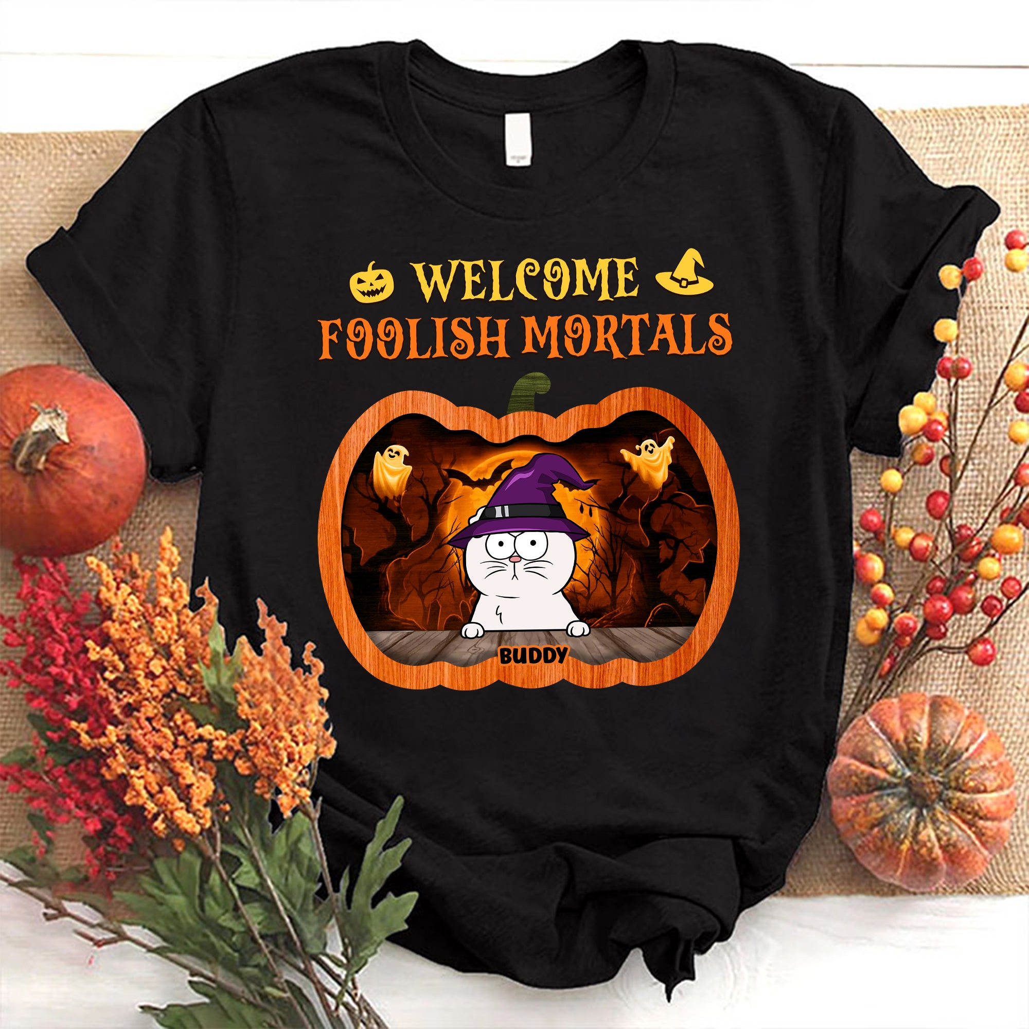 Custom Cat Names Shirt - Personalized Shirt Custom T-shirt - Halloween Shirt for Pet Lovers