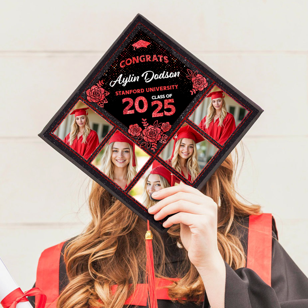 Personalized Class of 2025 Photo Graduation Cap Topper – Custom Grad Cap Decoration, Unique Graduation Keepsake