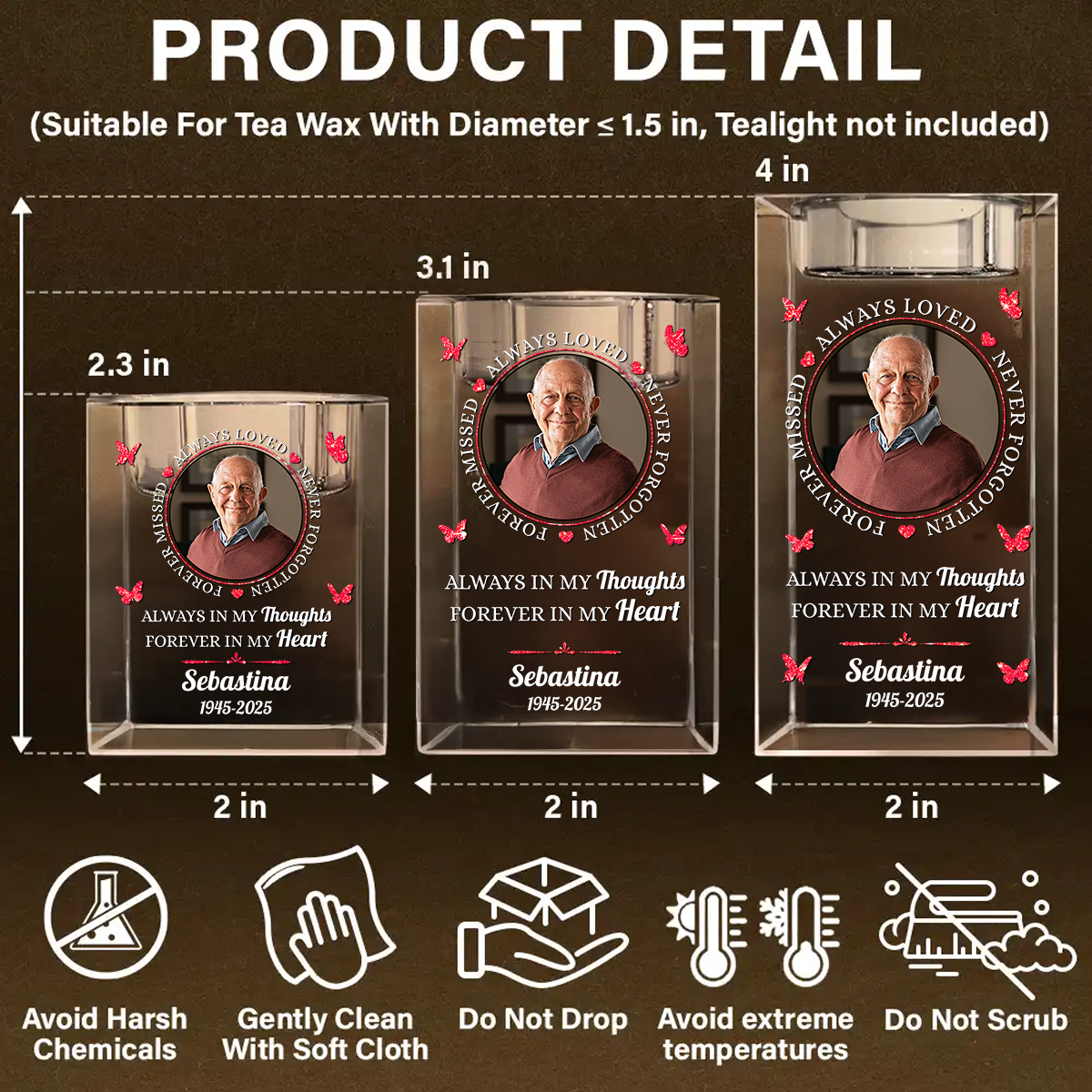 Your Light Will Always Shine - Personalized Crystal Candle Holder