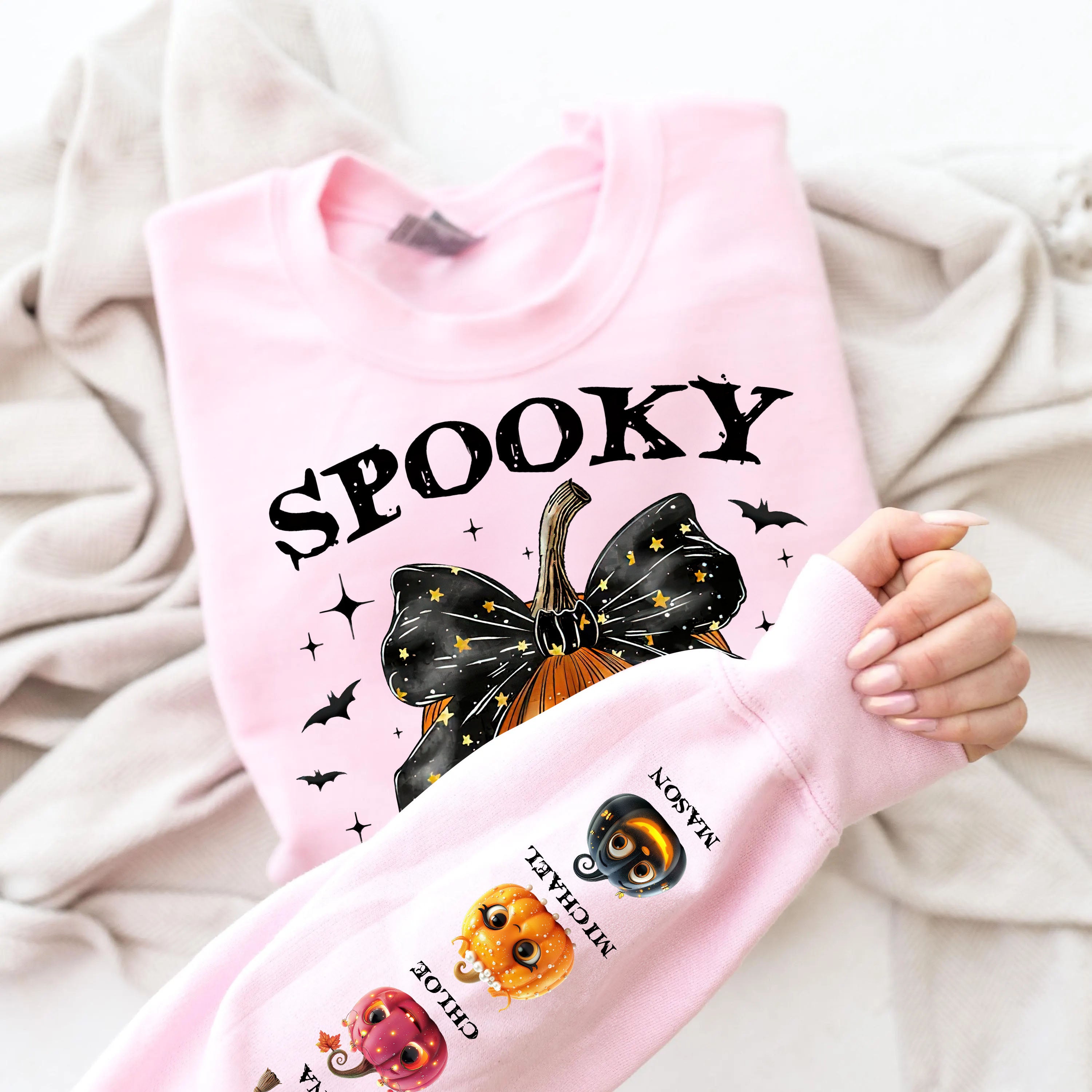 Spooky Grandma Mom Halloween Pumpkin - Custom Name Sweatshirt - Personalized Shirt Custom T-shirt