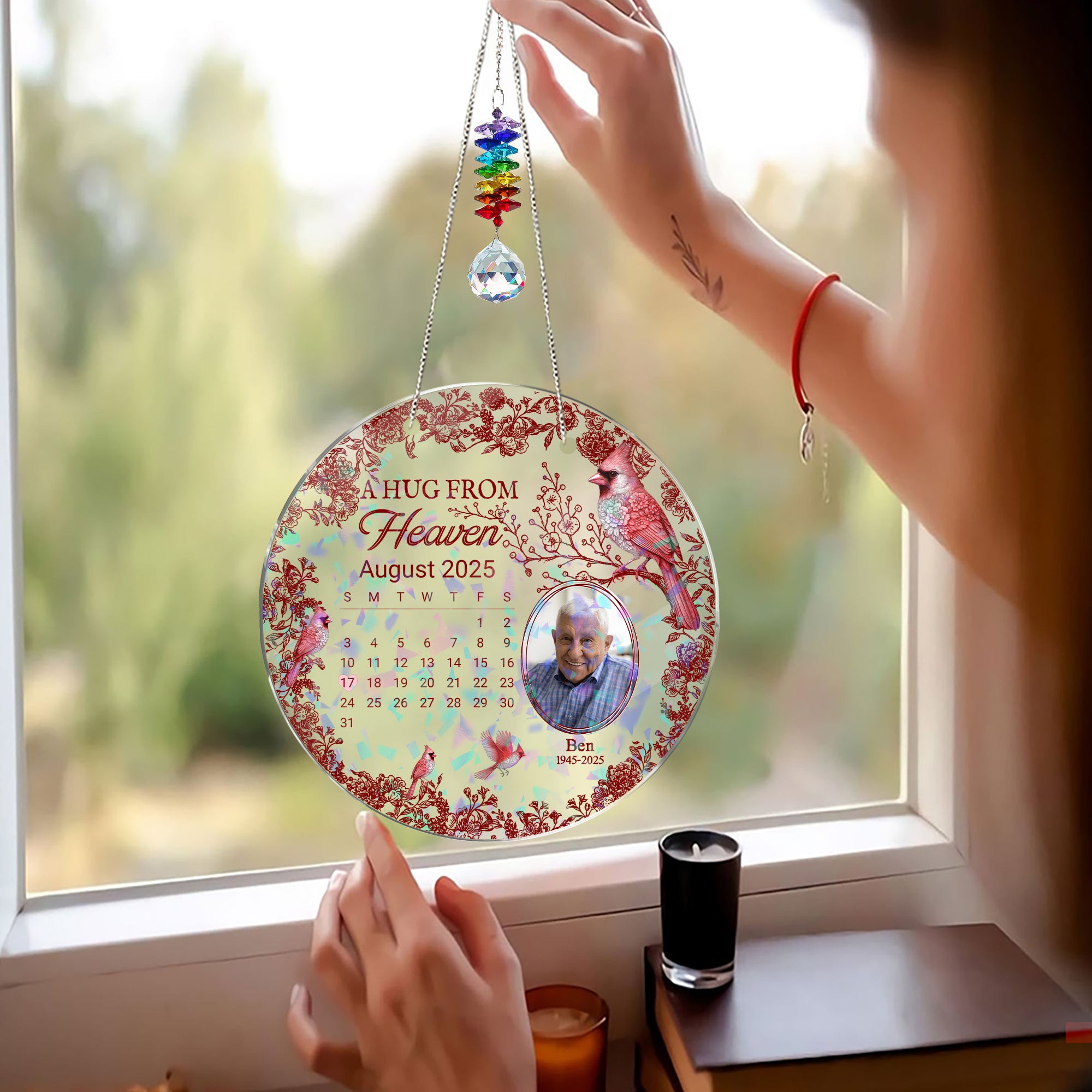 A Hug From Heaven - Ornament Hanging Piece With Crystal Charm - Memorial Gift