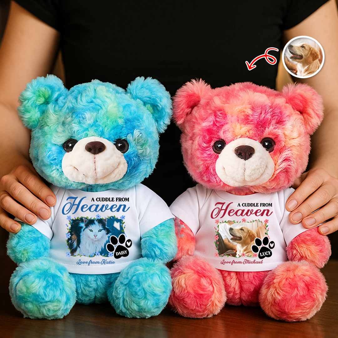 A Cuddle From Heaven - Memorial Gift - Custom Name and Photo Teddy Bear