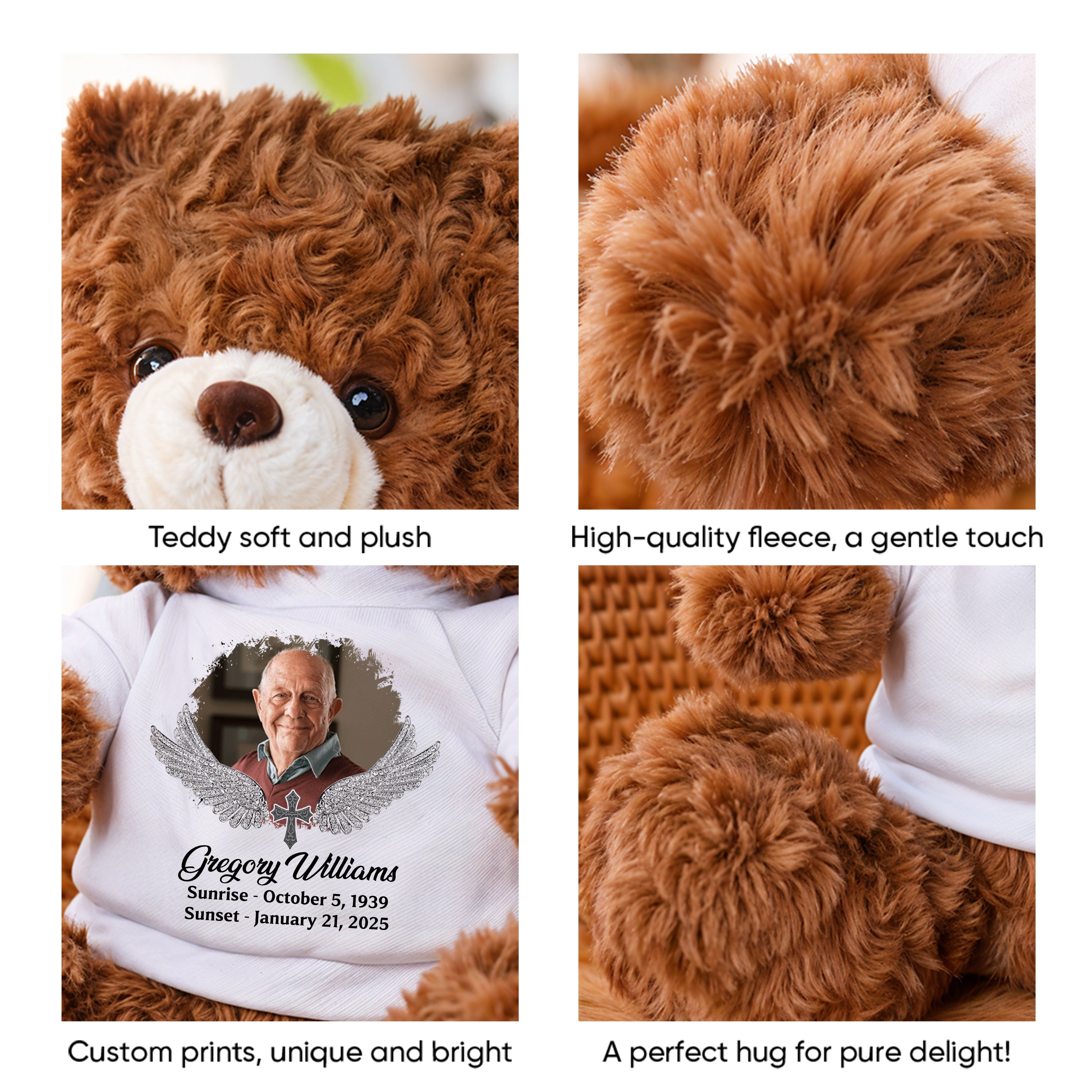 God Called You Home - Personalized Memorial Bear Plush - Custom Name and Photo Teddy Bear