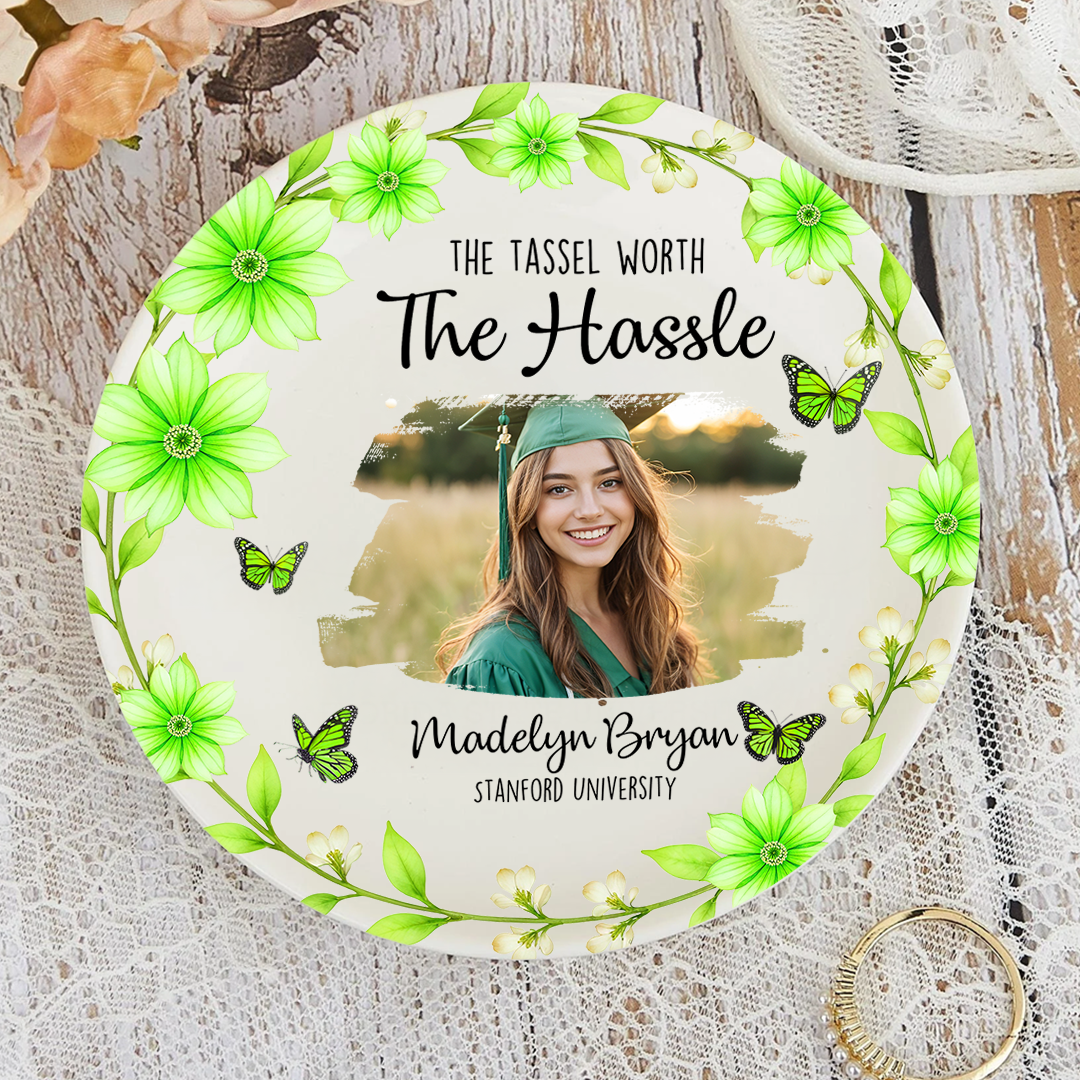 Personalized Graduation Ceramic Plate – Custom Name, School & Photo Gift