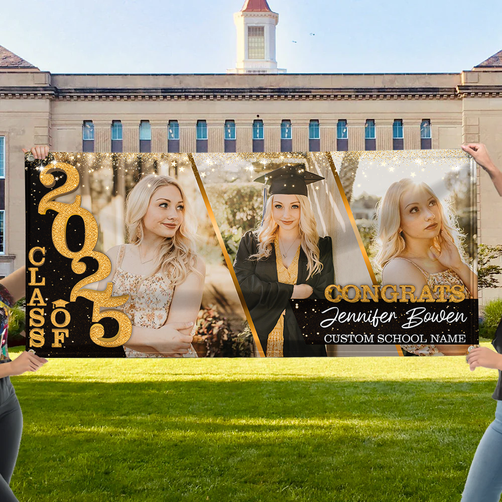 Personalized Graduation Banner, Custom Photo Graduation Party Decoration, Class Of 2025 Banner