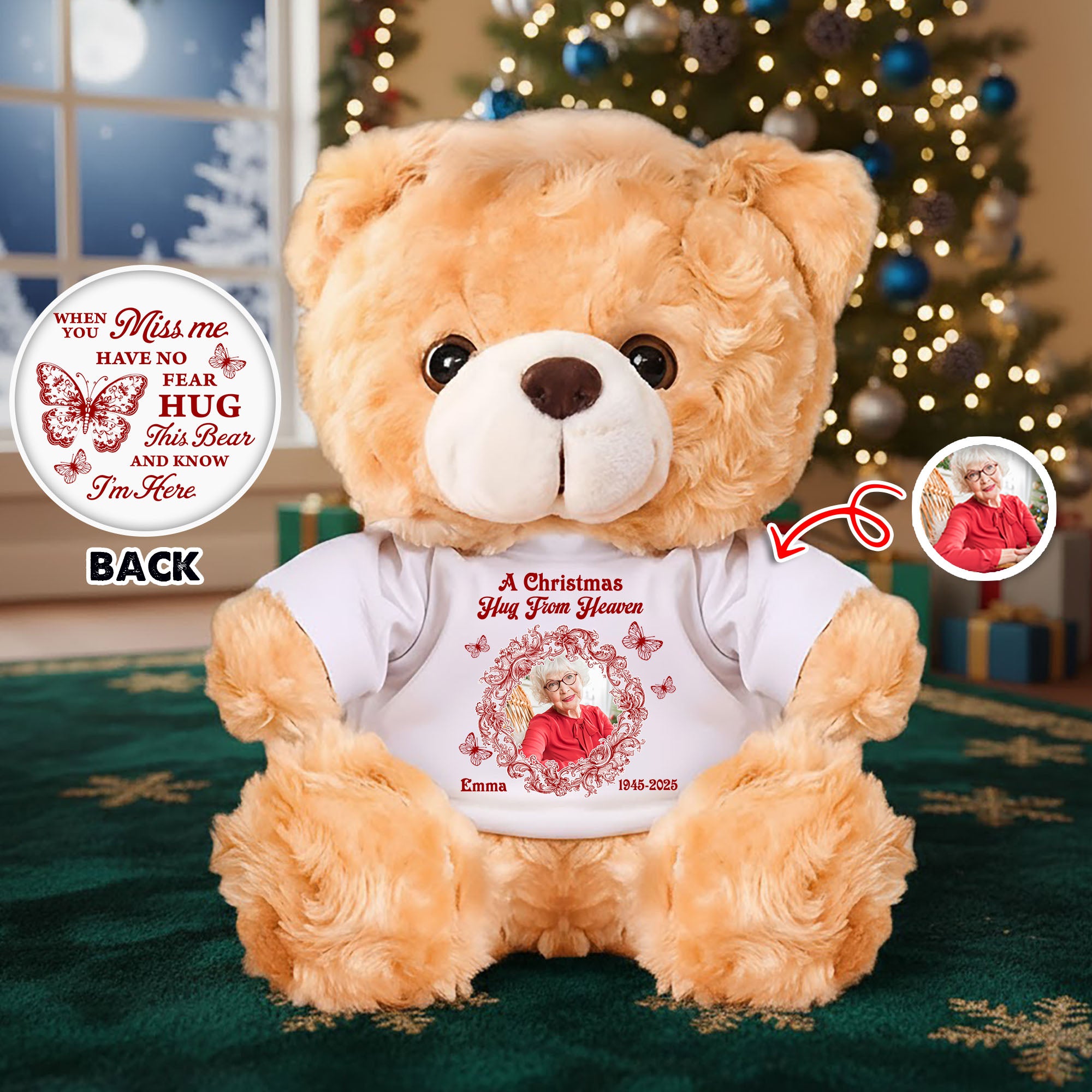 A Christmas From Heaven - Custom Name and Photo - Personalized Bear Plush