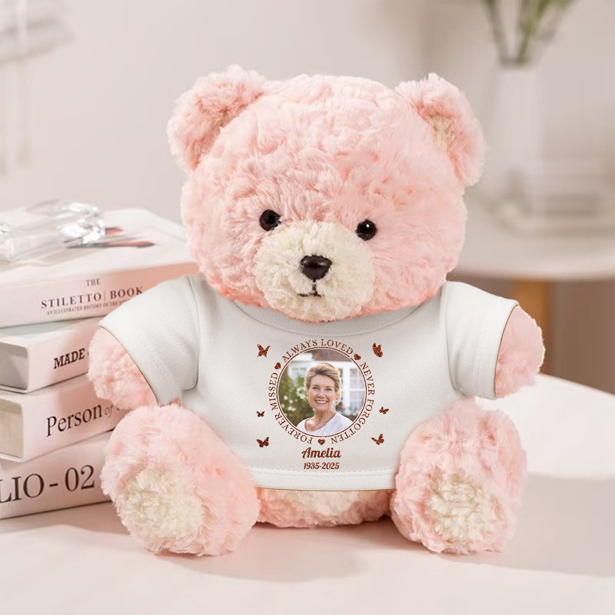 A Hug From Heaven Memorial Bear Plush - Custom Photo Cute Bear