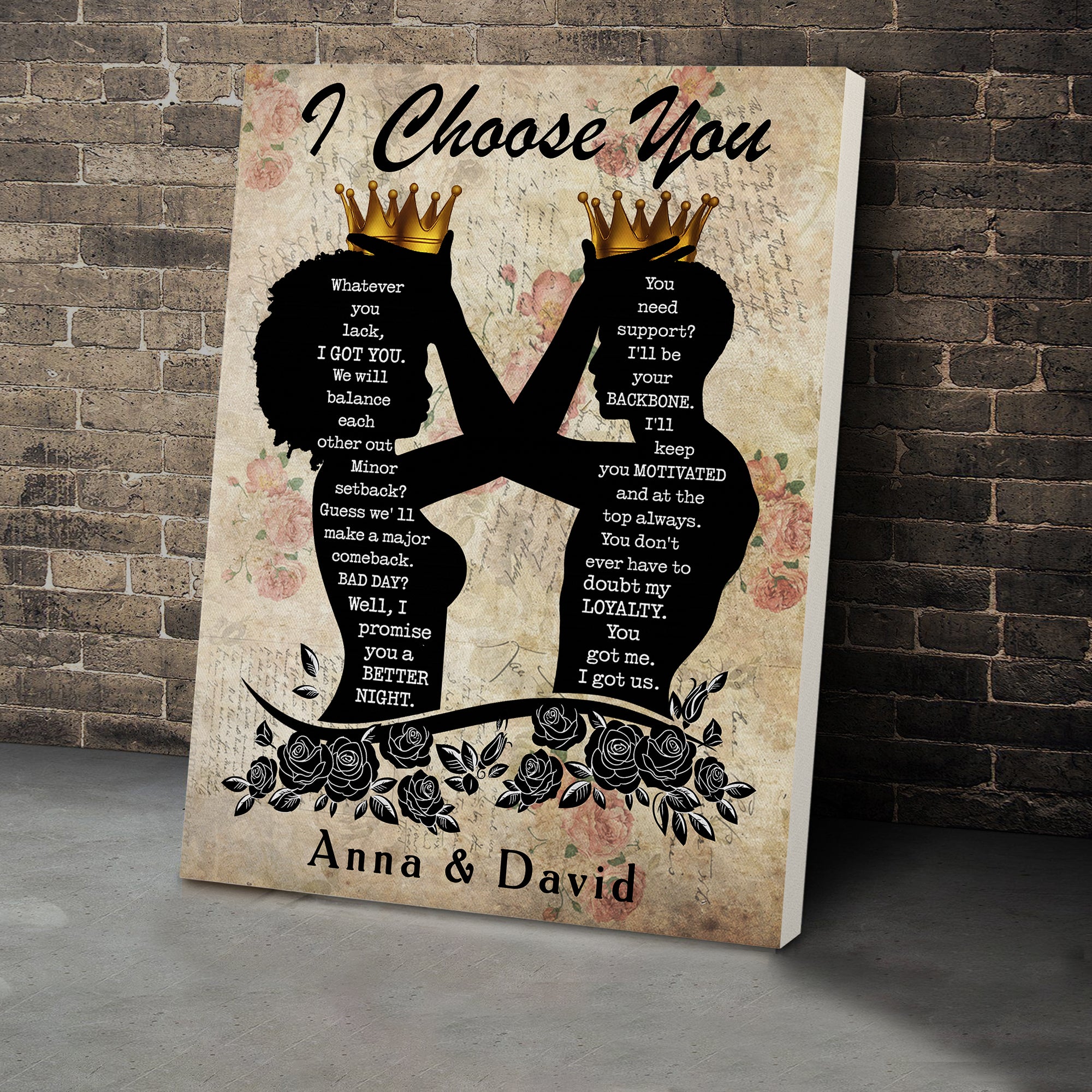 I Choose You - Custom Couple Name - Canvas Sign - Anniversary Gift