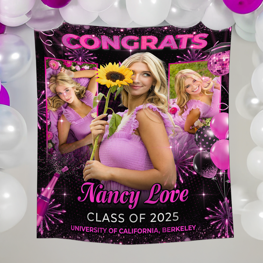 Personalized Congrats Class of 2025 Graduation Backdrop – Perfect for Graduation Party Decorations