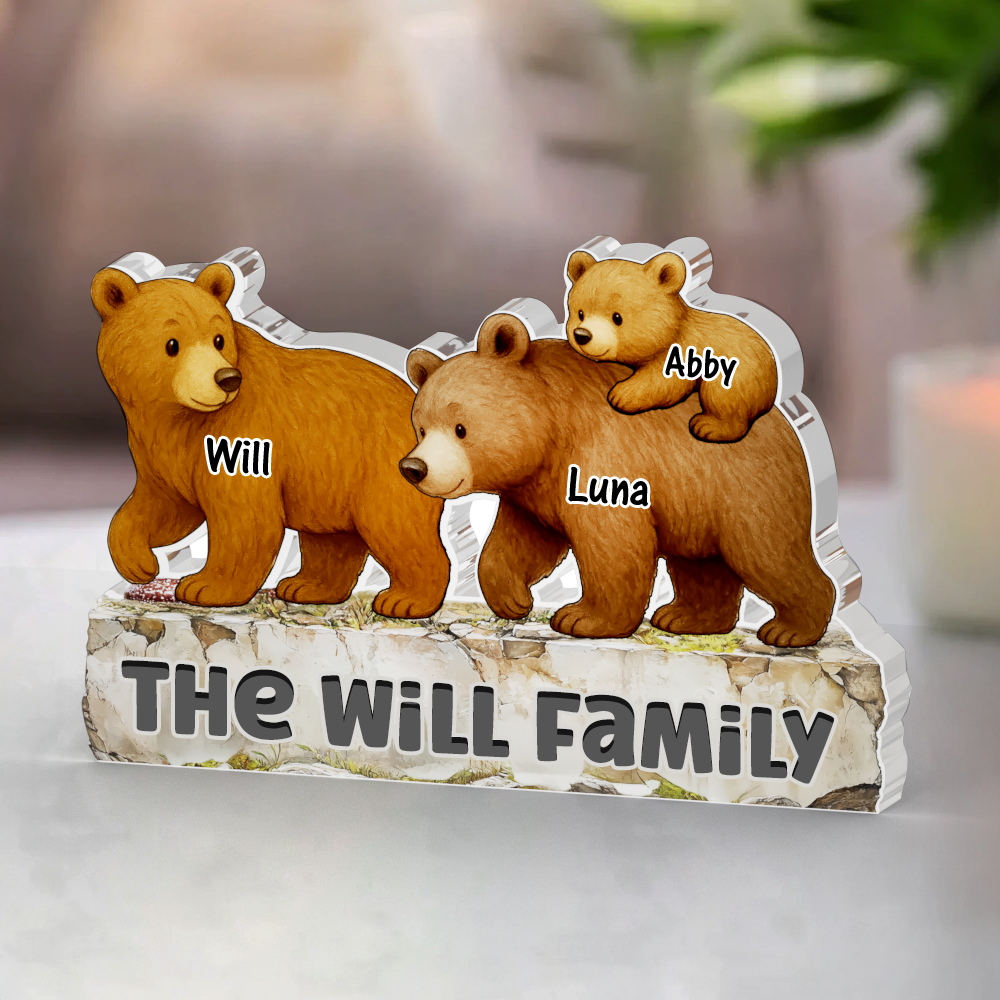 Our Family - Personalized Custom Shaped Acrylic Plaque - Bear Family