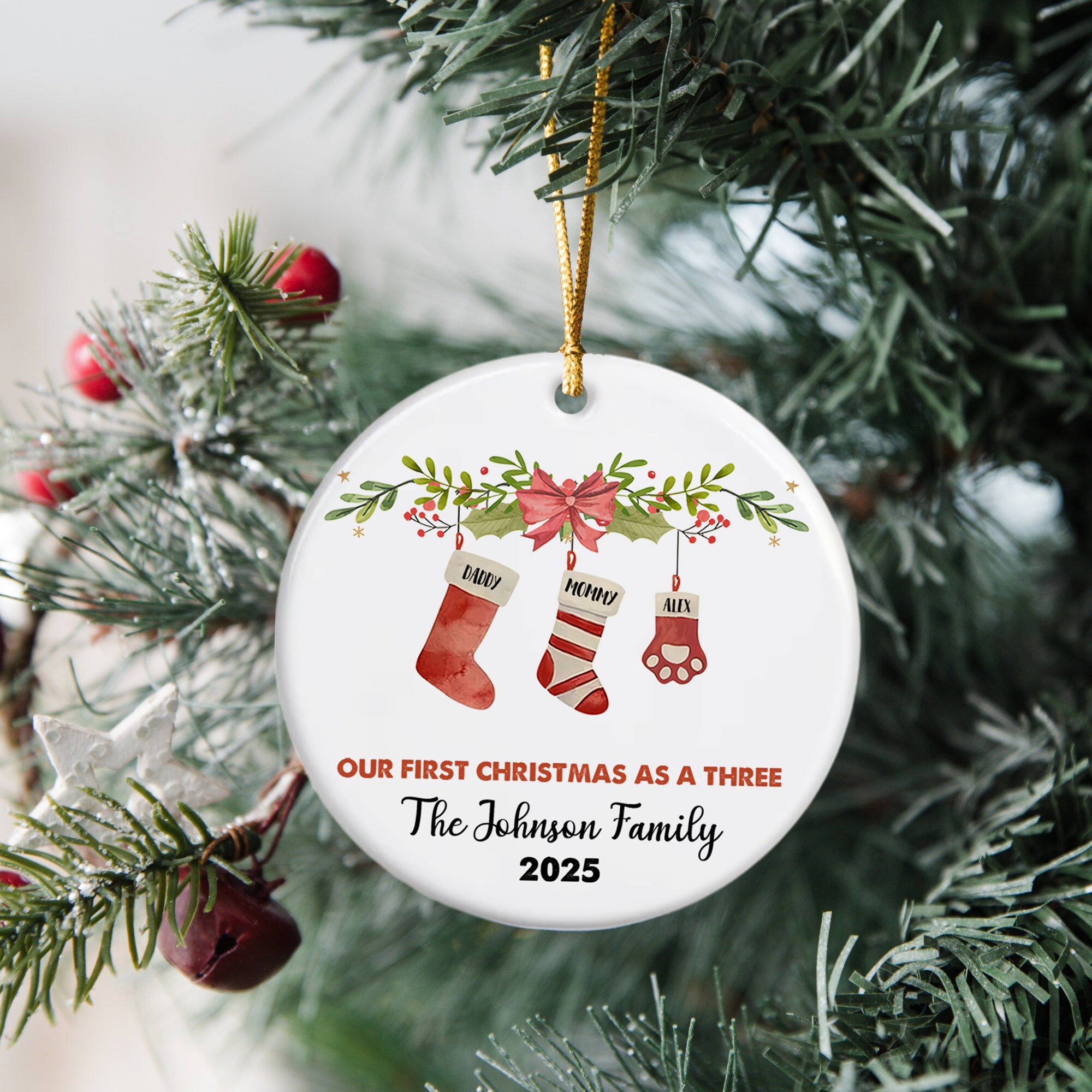 First Christmas As A Family   - Personalized Ceramic Ornament - Home Decor