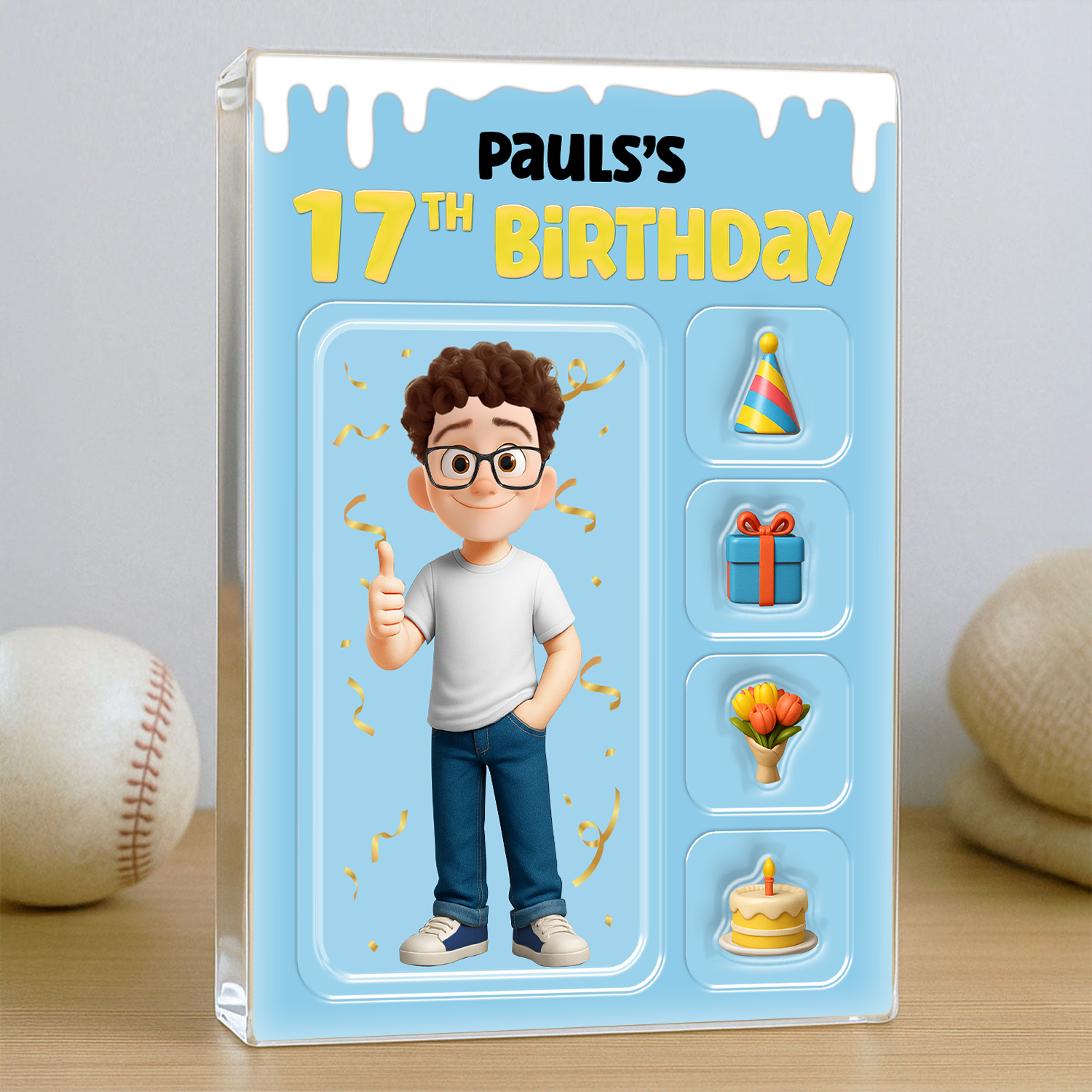 Birthday Gift - Custom Photo and Name Personalized Acrylic Block Plaque