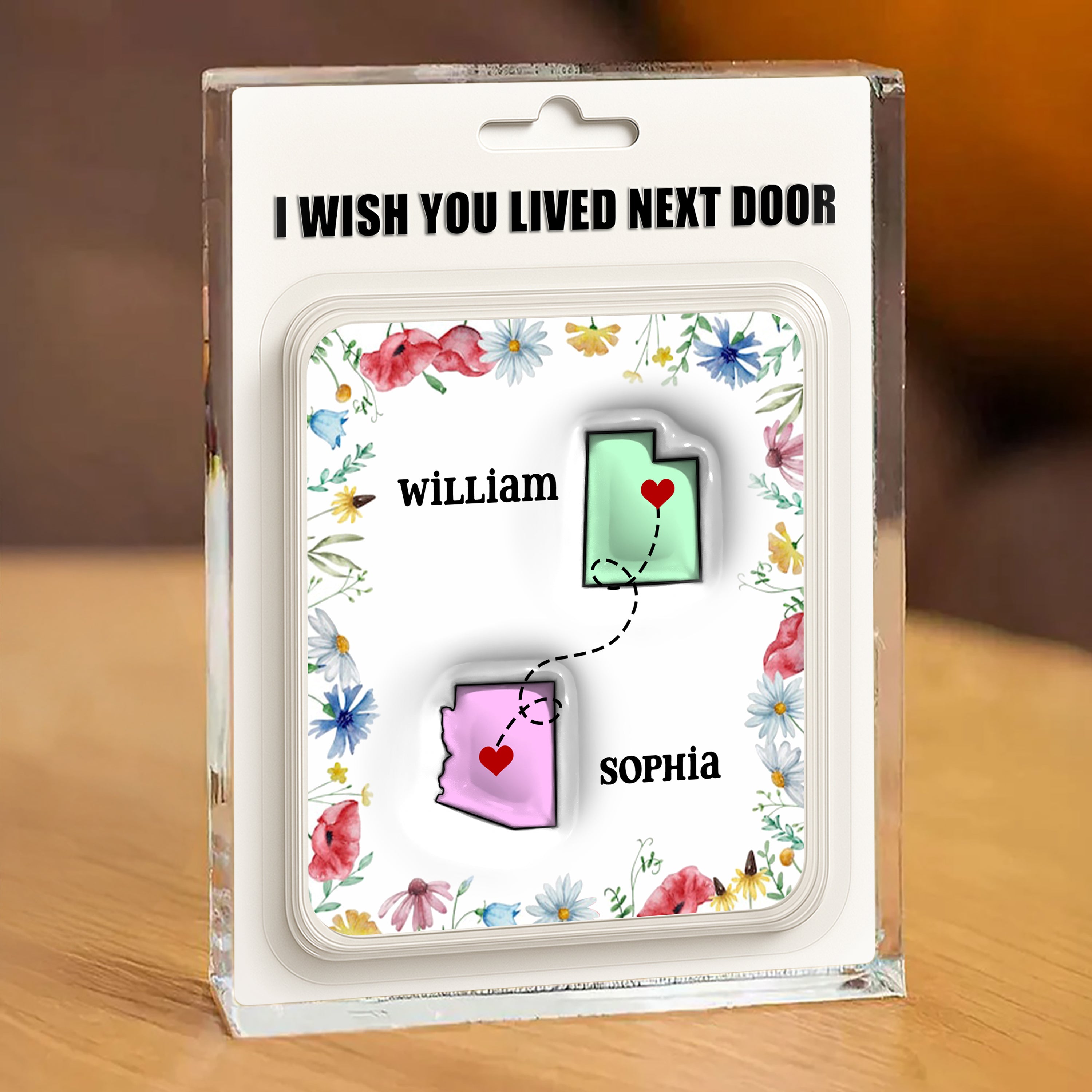 I Wish You Lived Next Door - Personalized Name Gift - Custom Shape Acrylic Block Plaque