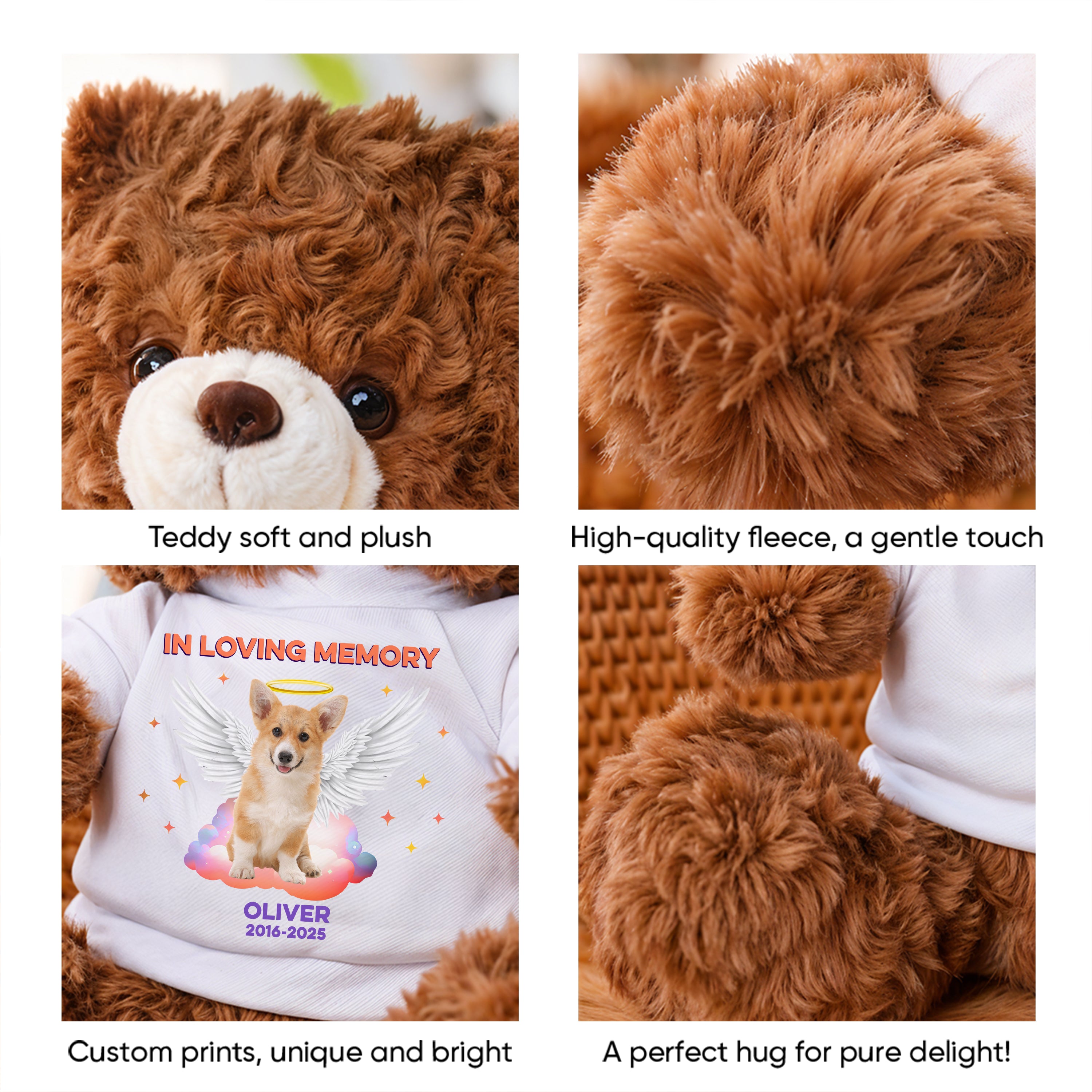 In Loving Memory - Personalized Pet Memorial Bear Plush - Pet Memorial Gift