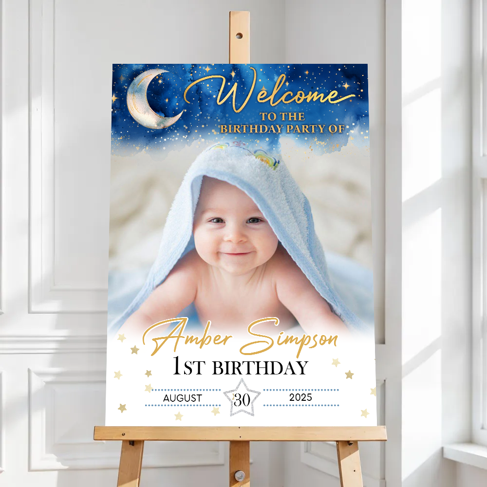Baby Birthday Welcome Sign - Custom Name and Photo Birthday Law Sign