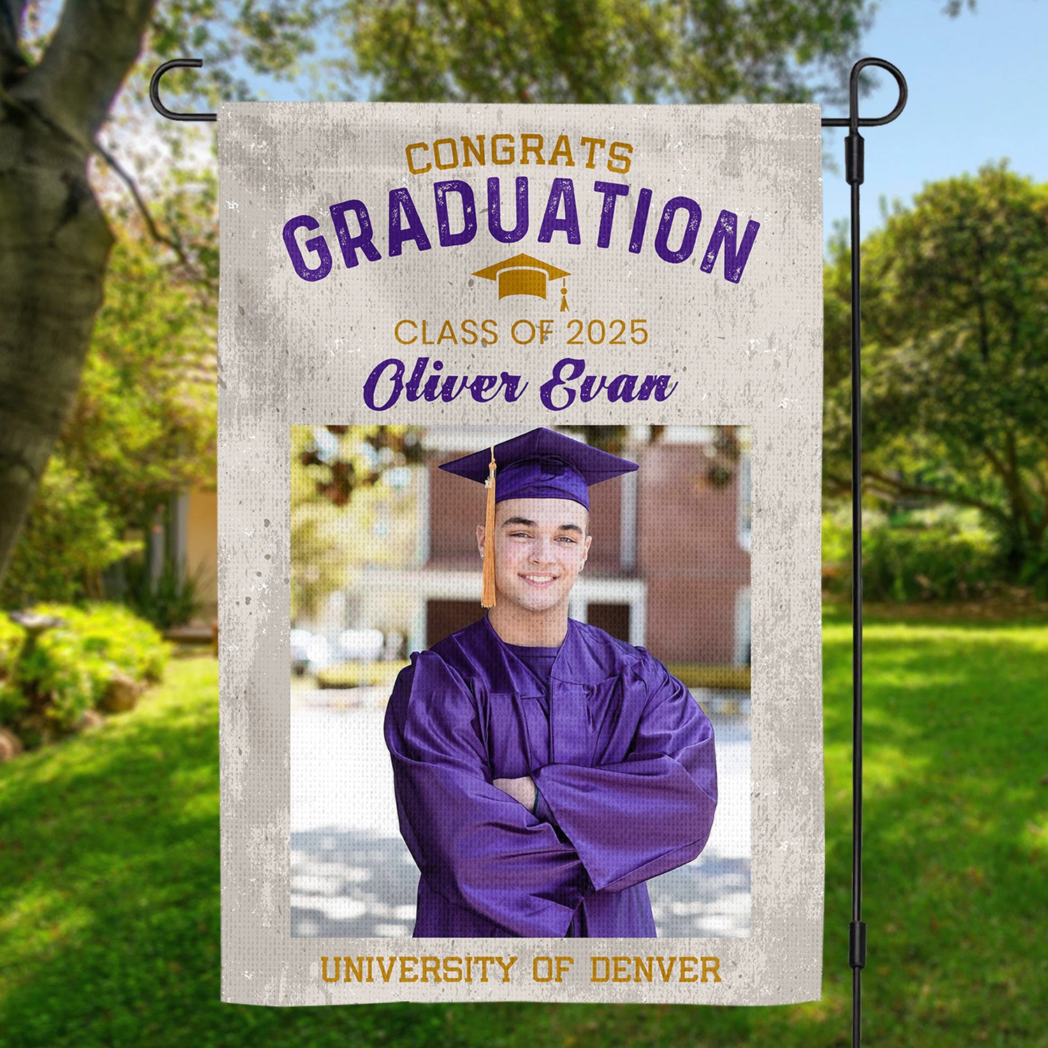 Custom Photo and Name Flag Congrats Graduation 2025 Garden Flag, Graduation Decorations