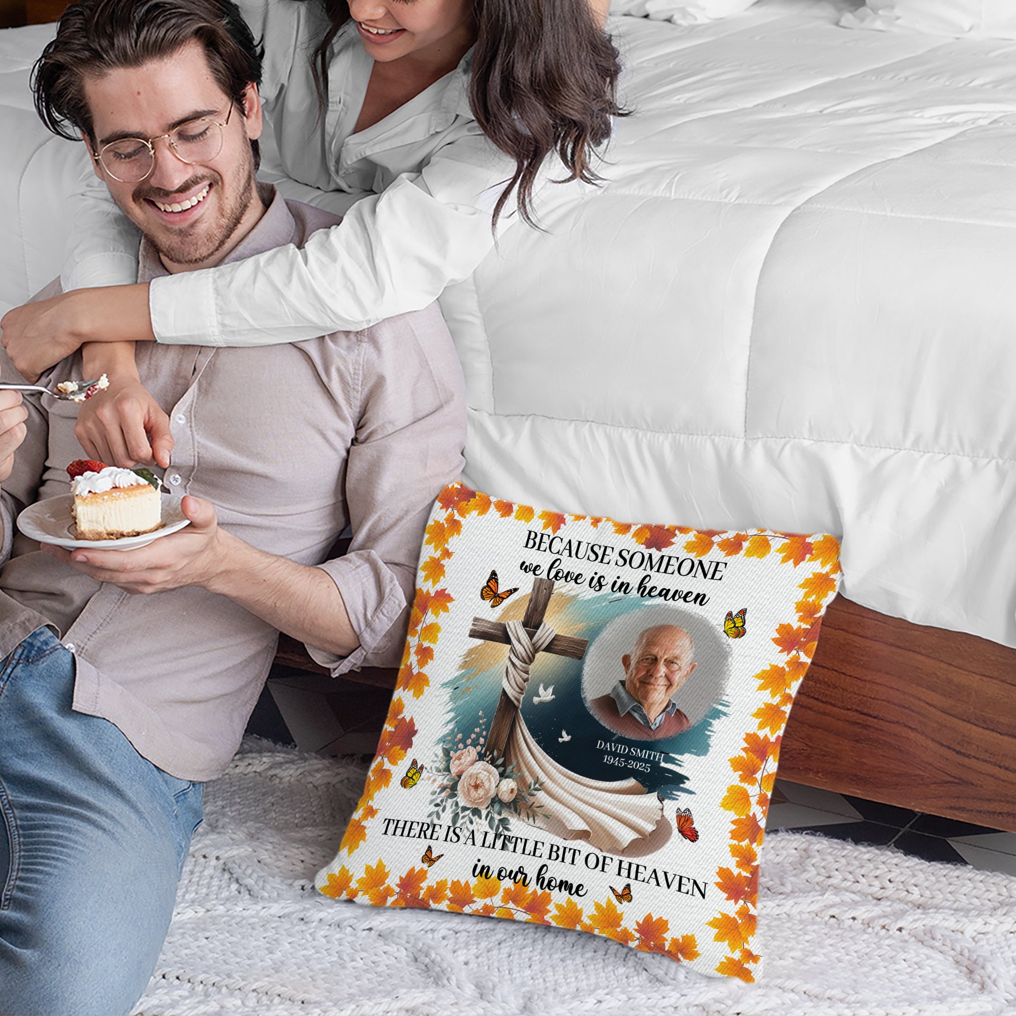 Someone We Love Is In Heaven - Custom Name and Photo - Personalized Memorial Pillow
