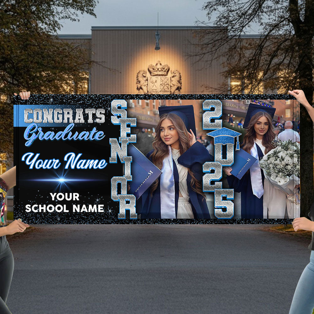 Personalized Graduation Banner, Graduation Party Decorations, Senior 2025 Banner, Congratulations Photo Banner,  Class of 2025 Banner