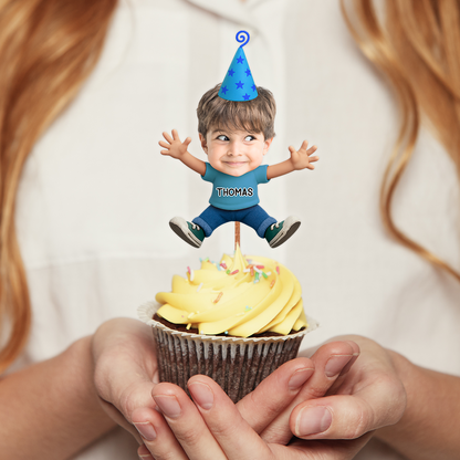 Baby Birthday Face Photo - Custom Birthday Party Face Cupcake Toppers, Graduation Decorations, Physical Product