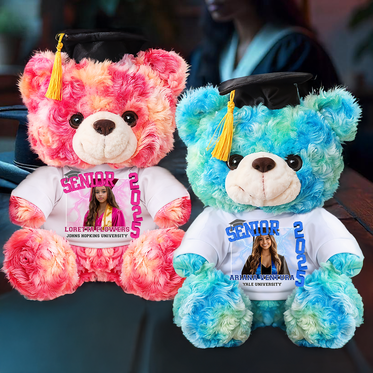 Senior 2025 Personalized Custom Graduation Teddy Bear Plush - Graduate Bear With Cap