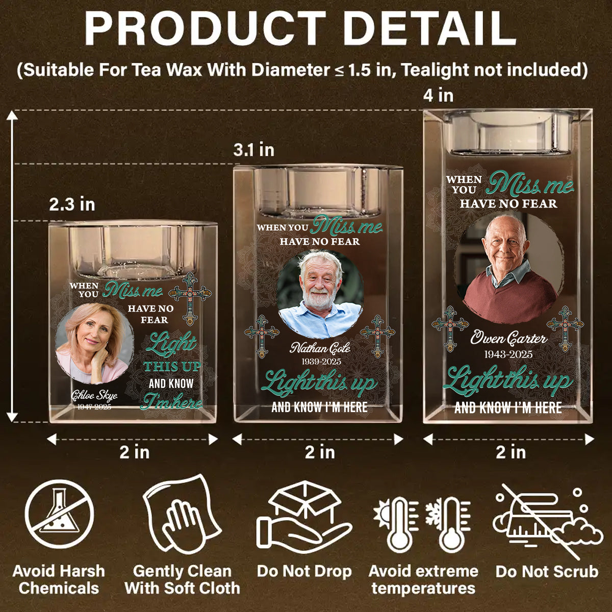 Light This Up - Personalized Crystal Candle Holder - Sympathy Memorial Gift