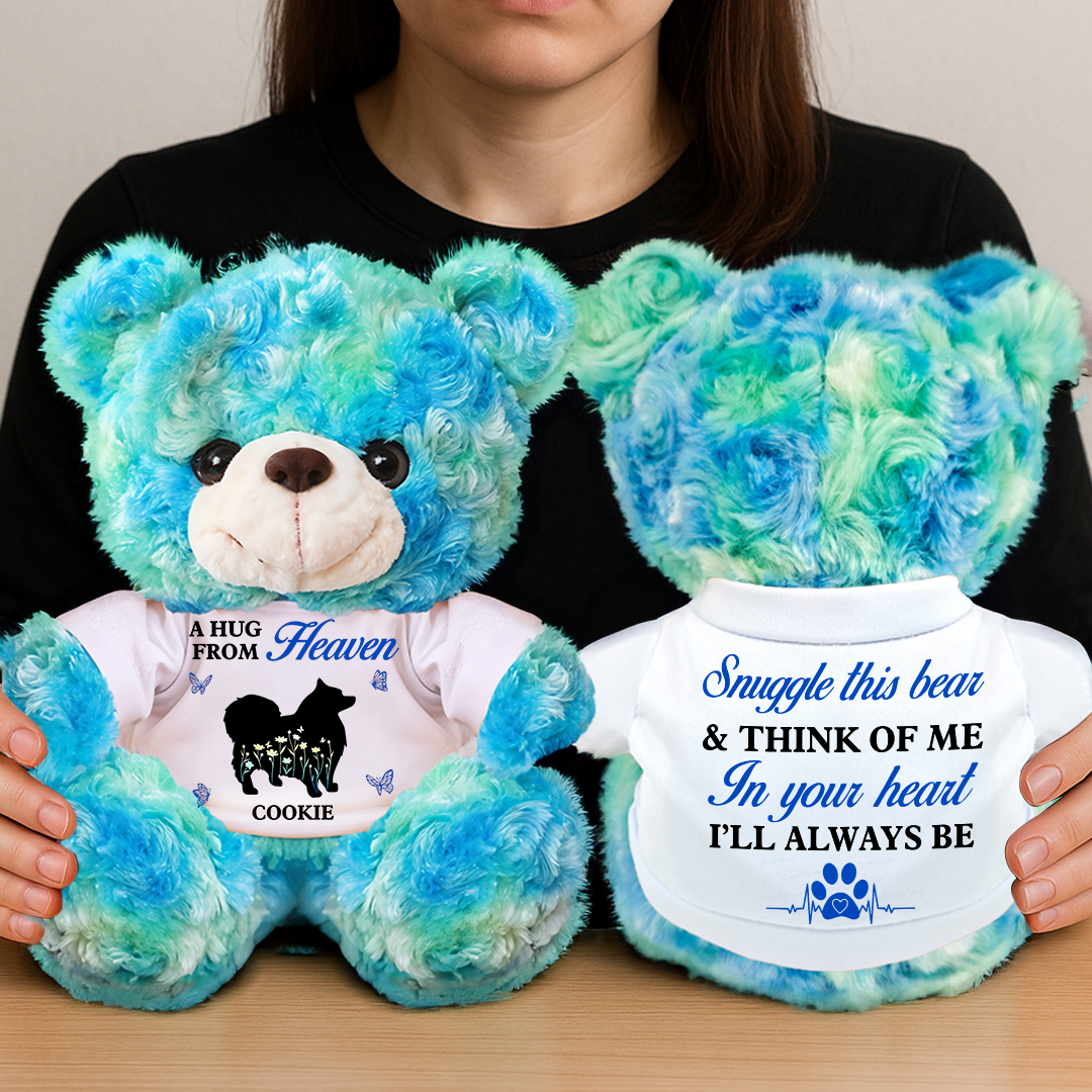 Snuggle This Bear and Think of Me - Personalized Pet Memorial Bear Plush - Pet Memorial Gift