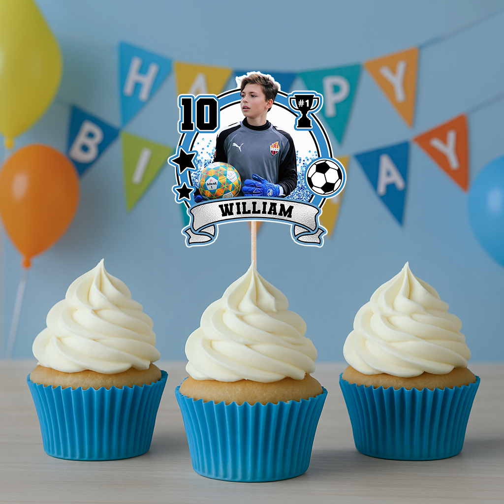 Sport Lover Birthday - Custom Birthday Party Face Cupcake Toppers, Birthday Decorations, Physical Product