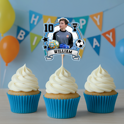 Sport Lover Birthday - Custom Birthday Party Face Cupcake Toppers, Birthday Decorations, Physical Product