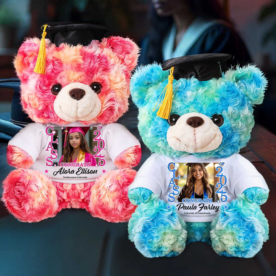 Class Of 2025 Personalized Custom Graduation Teddy Bear Plush - Graduate Bear With Cap