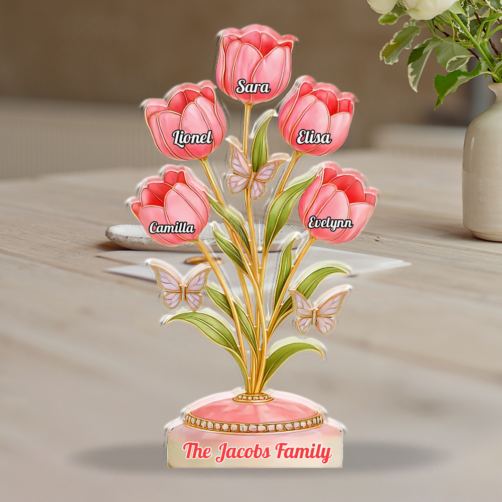 Family Flower - Personalized Custom Shaped Acrylic Plaque - Tulip