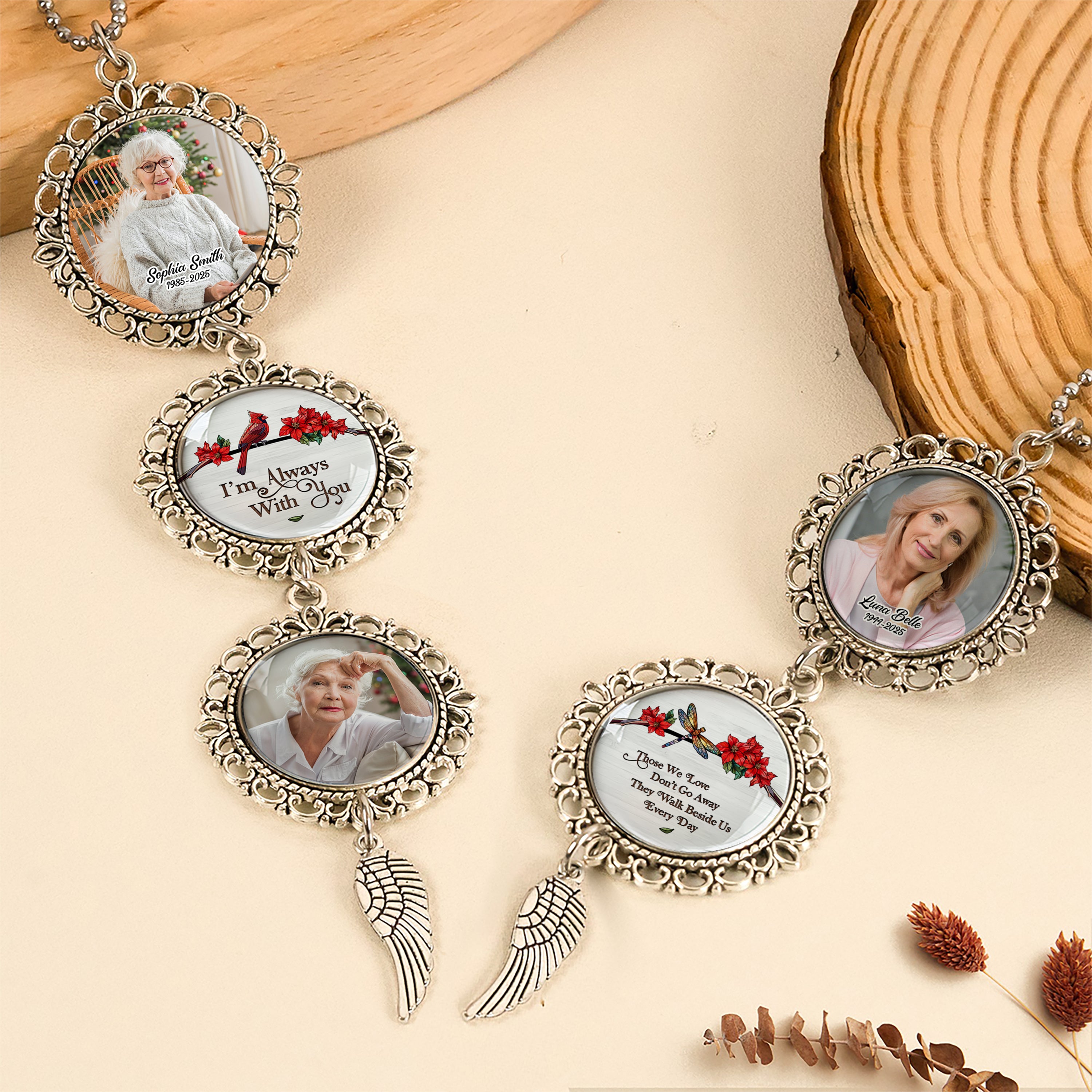Forever In Our Hearts - Personalized Photo Car Ornament With Charm