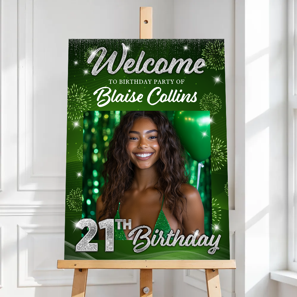 Welcome To My Birthday Sign - Custom Name & Photo Law Sign - Birthday Party Welcome Sign