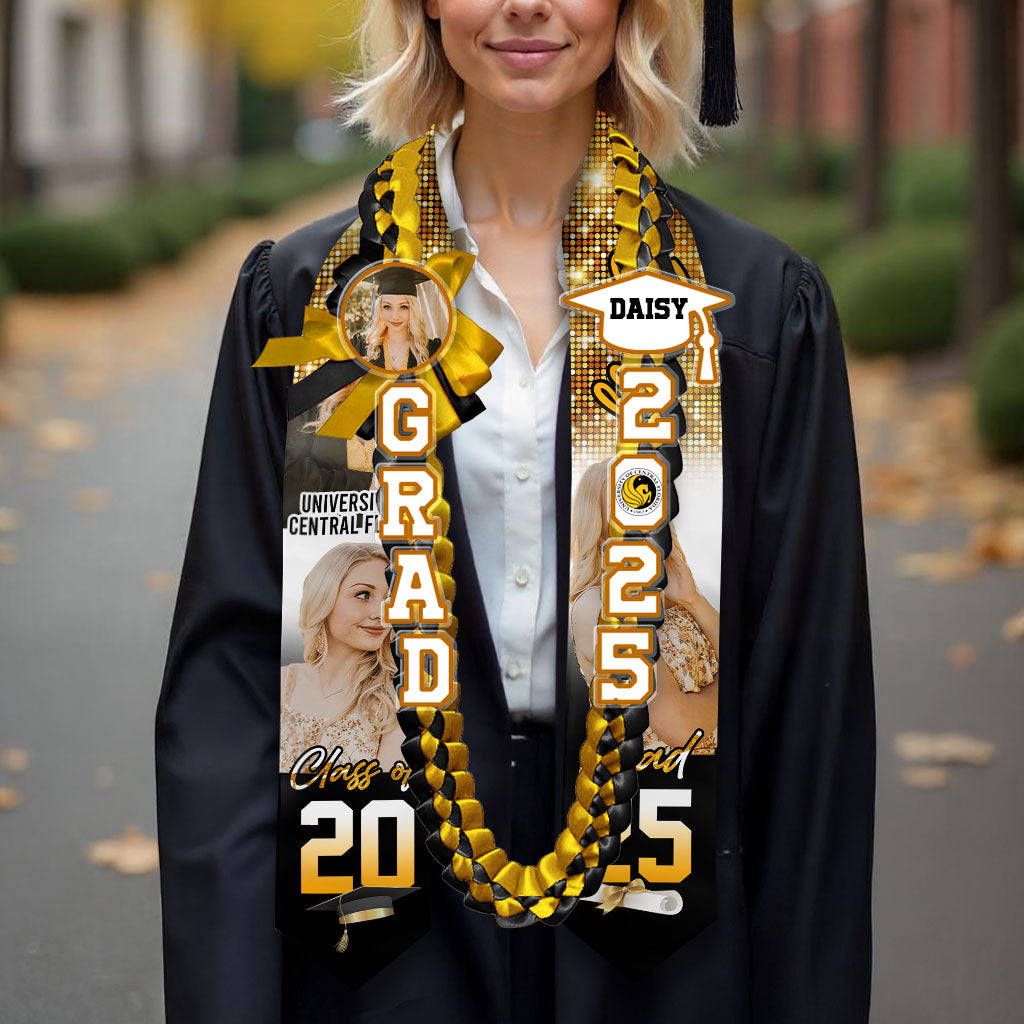 Glitter 2025 Graduation Stole and Lei Custom Photo - Personalized Gift For Graduation - Grad 2025