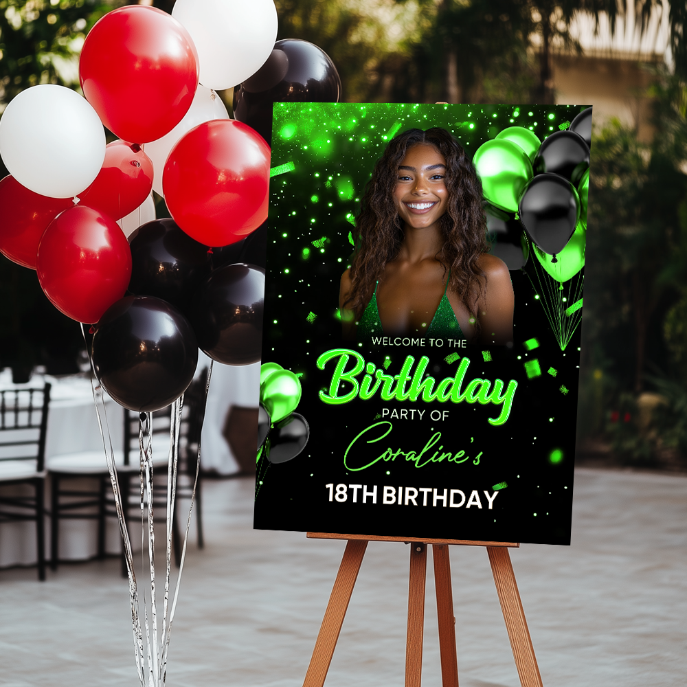 Welcome To The Birthday - Custom Name & Photo Law Sign - Welcome To My Birthday Sign