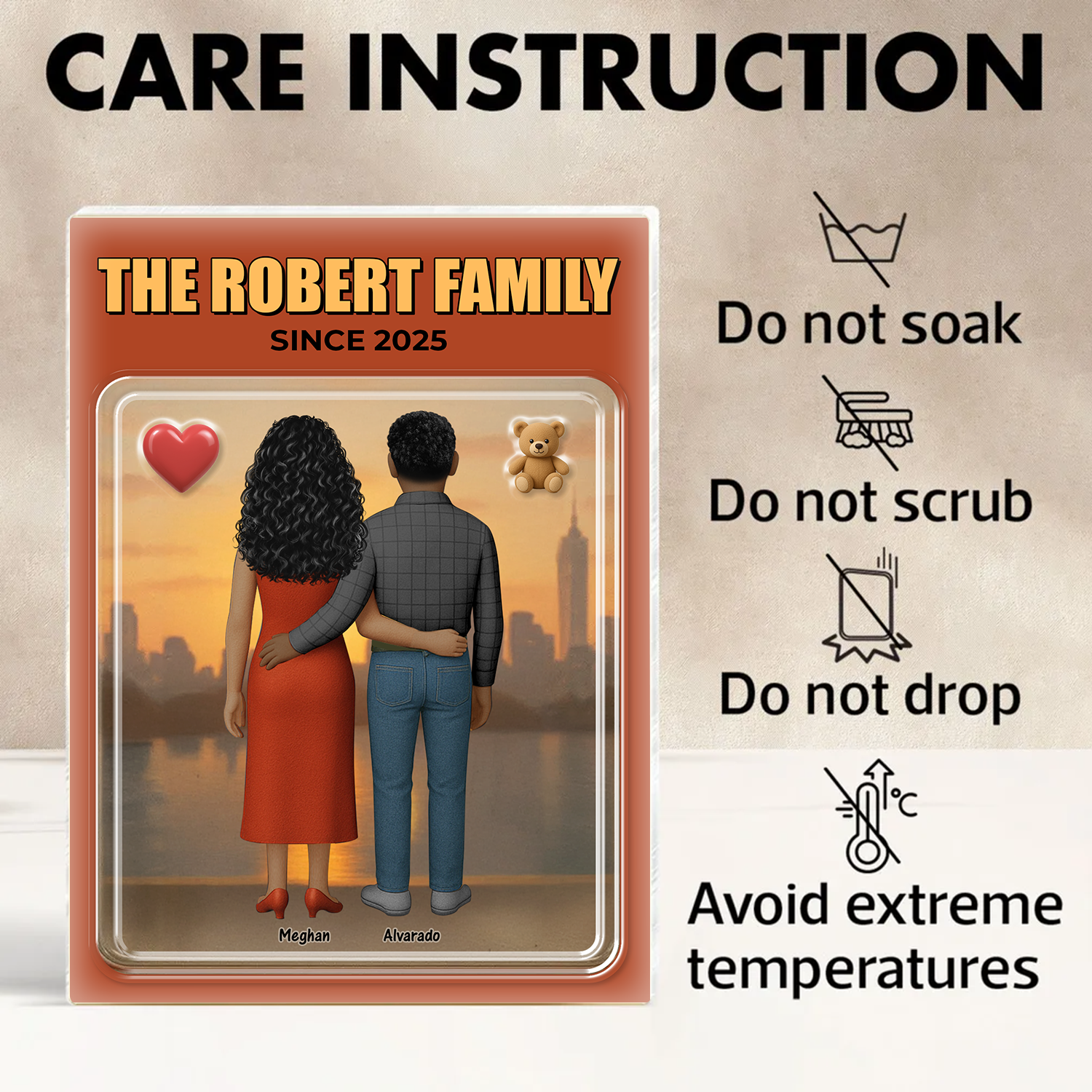 Our Family  Figures Realistic Figures Style - Custom Figure Personalized Acrylic Block Plaque