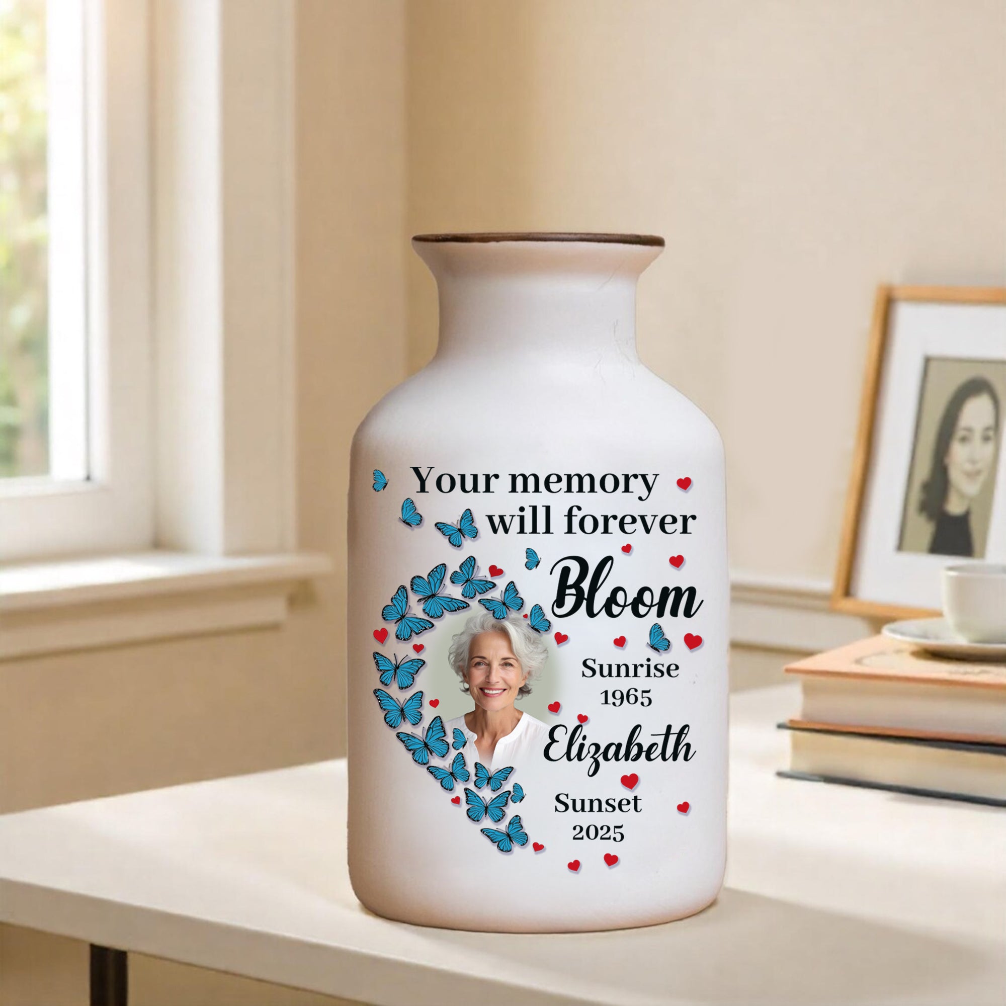 Your Memory Will Forever Bloom - Personalized Elegant Ceramic Flower Pot Minimalist - Memorial Gift
