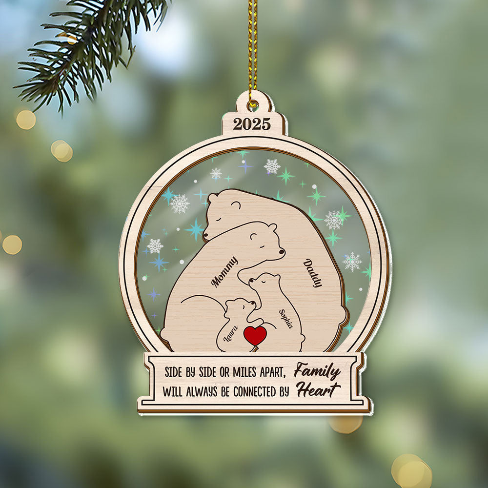 Personalized Bear Family Name Ornament - Custom Shape Hologram Ornament