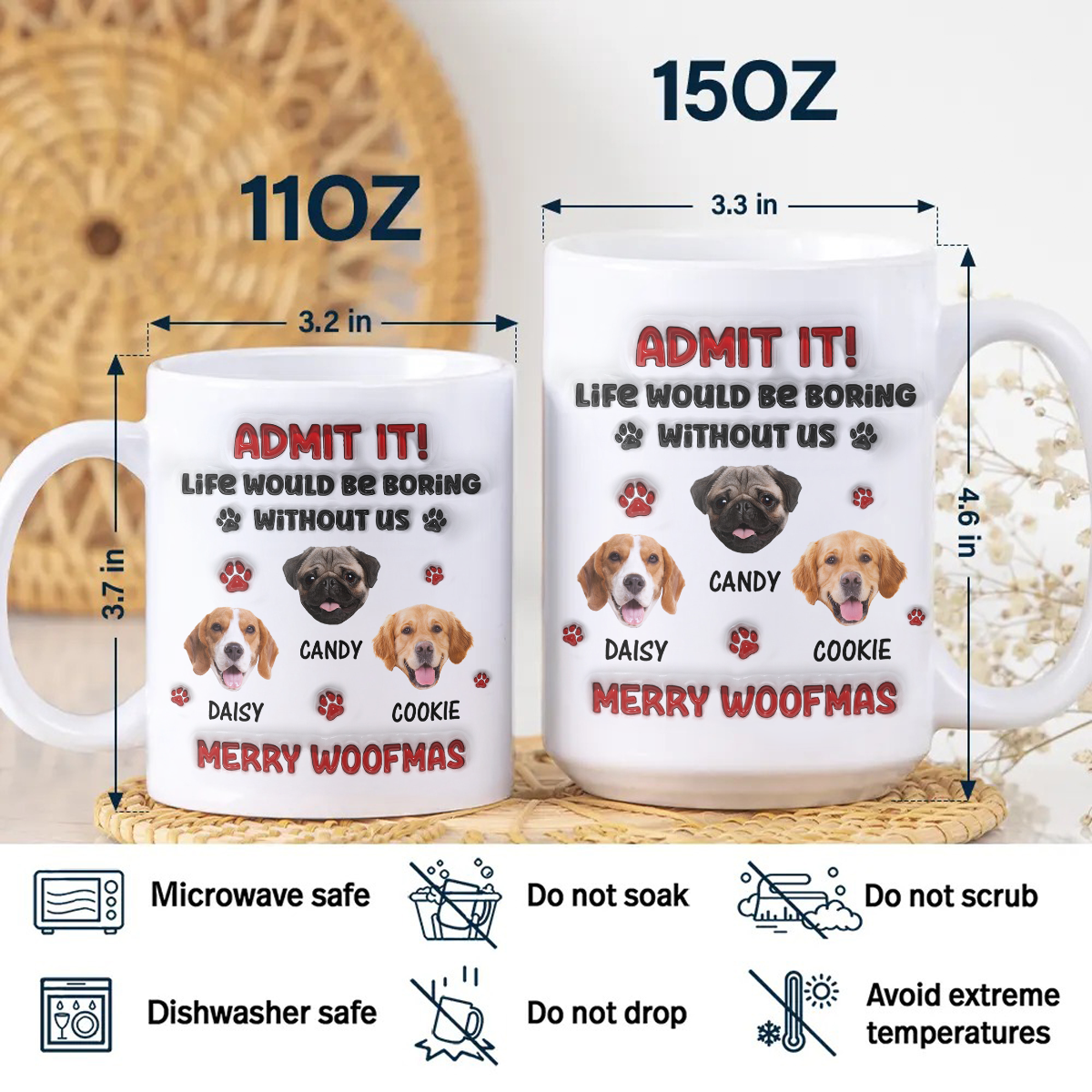 Merry Woofmas - Pet Lover Gift - Personalized Custom Mug