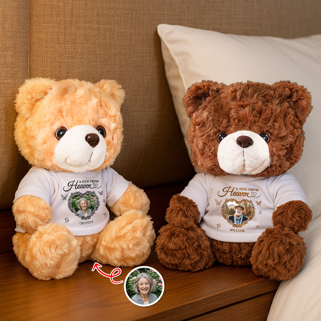 A Hug From Heaven - Custom Name and Photo Teddy Bear