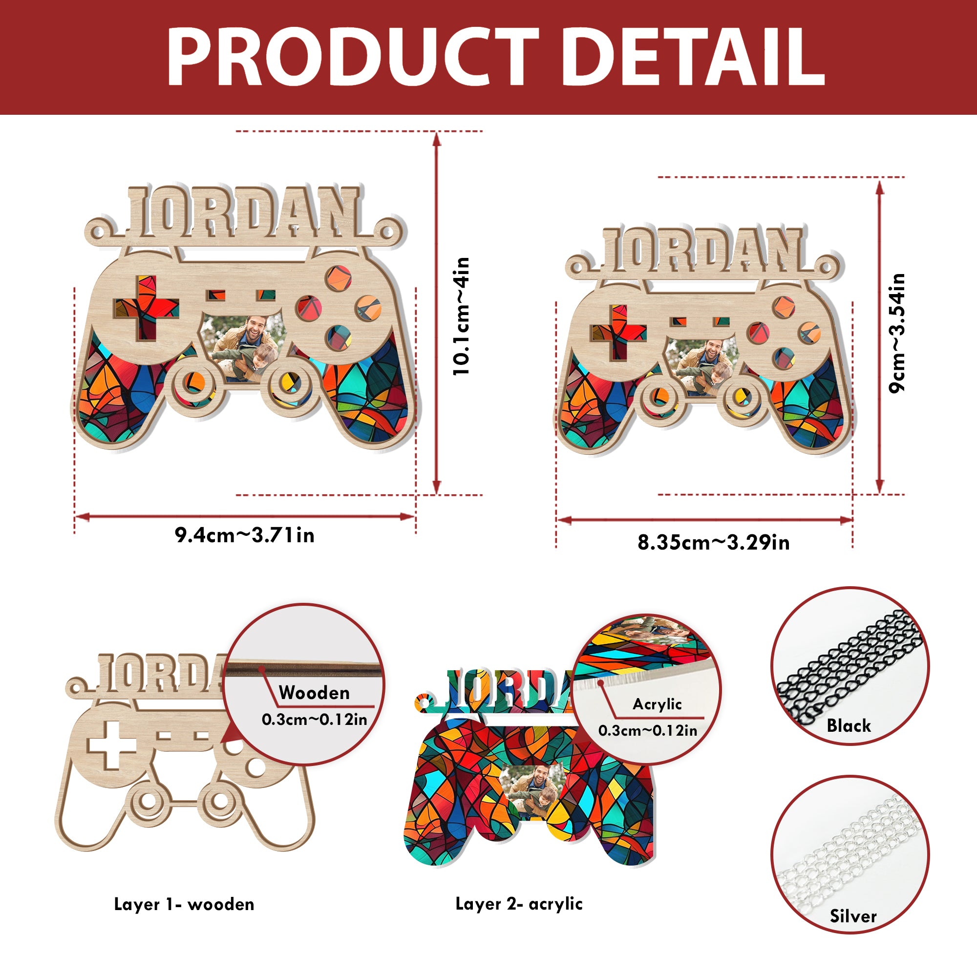 Custom Dad Name and Photo - Personalized Suncatcher Ornament