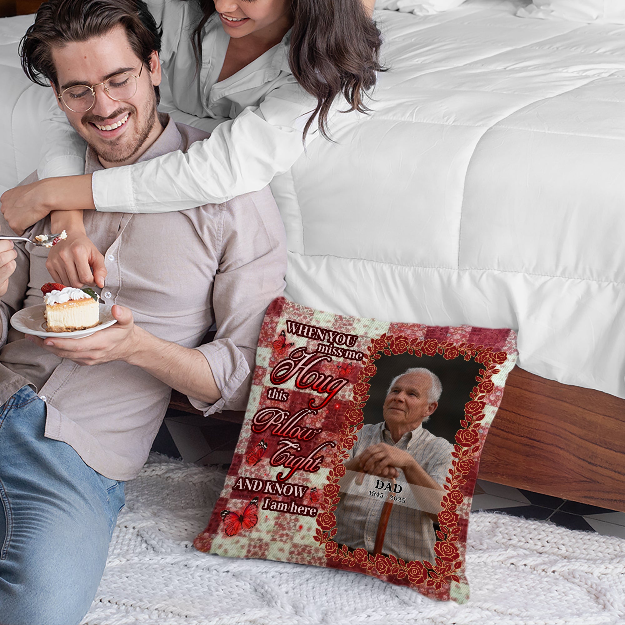 Know I Am Here - Custom Name and Photo Sympathy Gift - Personalized Memorial Pillow