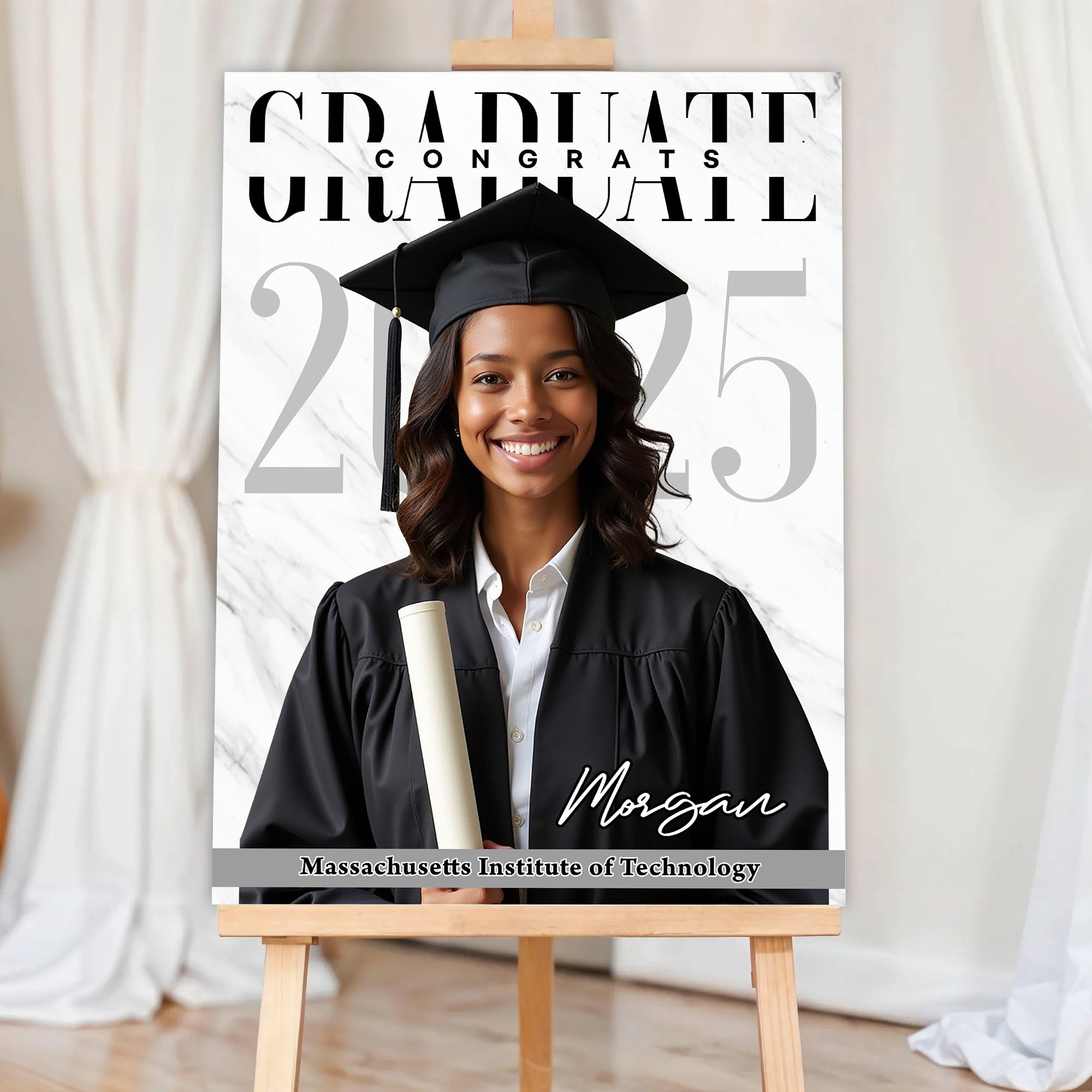 Congrats Graduation - Custom Name, School Name & Photo Law Sign - Class of 2025