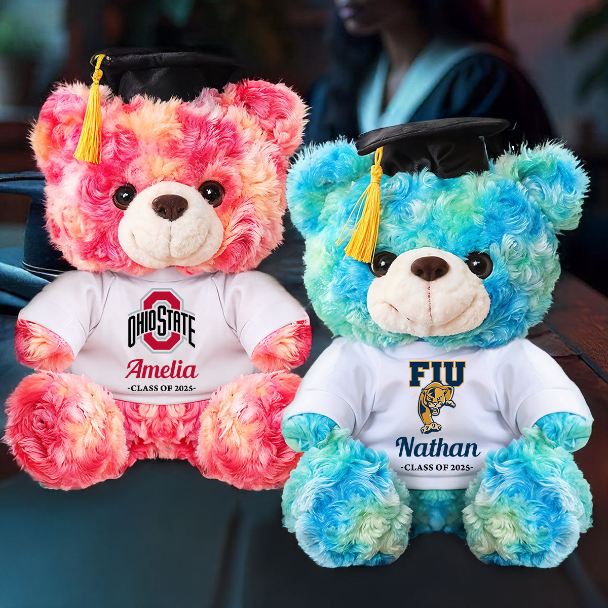 Personalized Custom Graduation Teddy Bear Plush - Graduate Bear With Cap, 2025 Graduation Gift