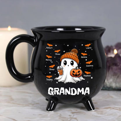 Grandma Boo Crew Halloween - Personalized Ceramic Cauldron Coffee Mug