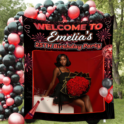 Welcome To My Birthday Party - Personalized Birthday Backdrop, Custom Birthday Party Decorations