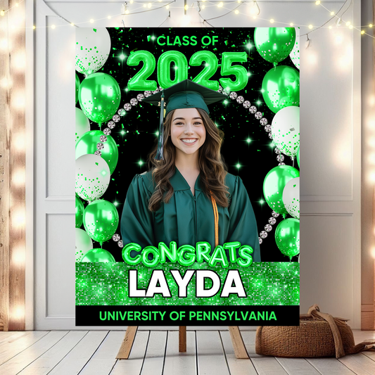 Class Of 2025 - Graduation Party Welcome Sign - Custom Photo Grad Party Sign - Personalized Graduation Decoration