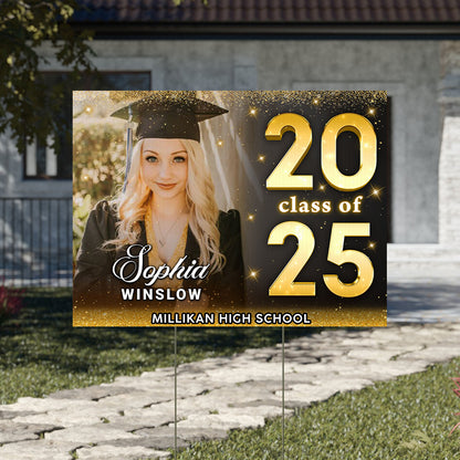 Class Of 2025 Glitter Lawn Sign, Graduation Gift - Personalized Graduation Lawn Sign