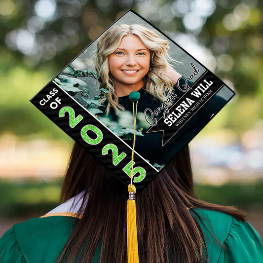 Personalized Class Of 2025 Photo Graduation Cap Topper, Decorations For Grad Cap