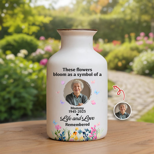 Life and Love - Personalized Elegant Ceramic Flower Pot Minimalist - Memorial Gift